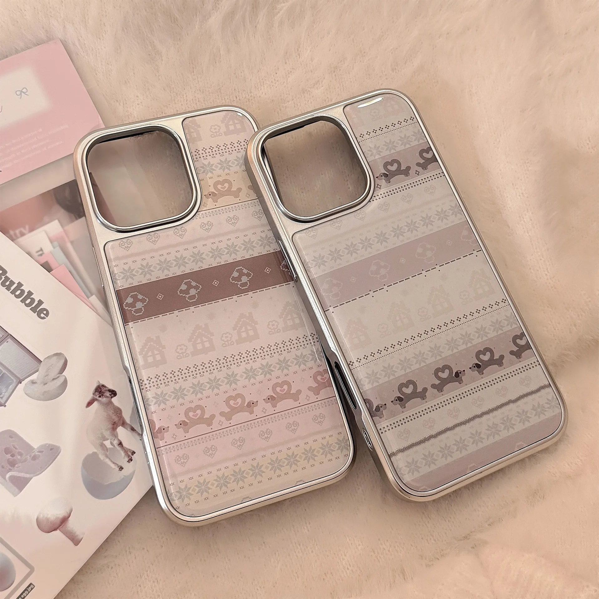 

Жесткий чехол для телефона Fair Isle с гальваническим покрытием для iPhone 16, 13, 14, 15 Pro Max, скандинавский противоударный прочный чехол, стильный подарок для девочек