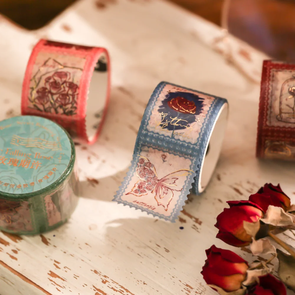 Mr. Paper 4 Styles 300cm/roll Creative Flowers Tape Vintage Rose Stamps Handbook Material Decorative Washi Tape