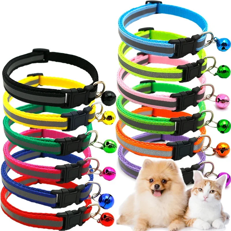 Hot Sale Dog Collars with Bells Charm Necklace Collar for Puppy Dogs Cat Collars Adjustable Nylon Pet Supplies Accessories