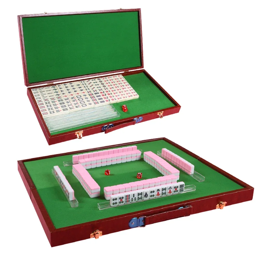 Travel Chinese Mahjong Resin Mini Portable Simple Outdoor Melamine Casual Entertainment Mahjong Set Giochi Da Tavolo Retro Game