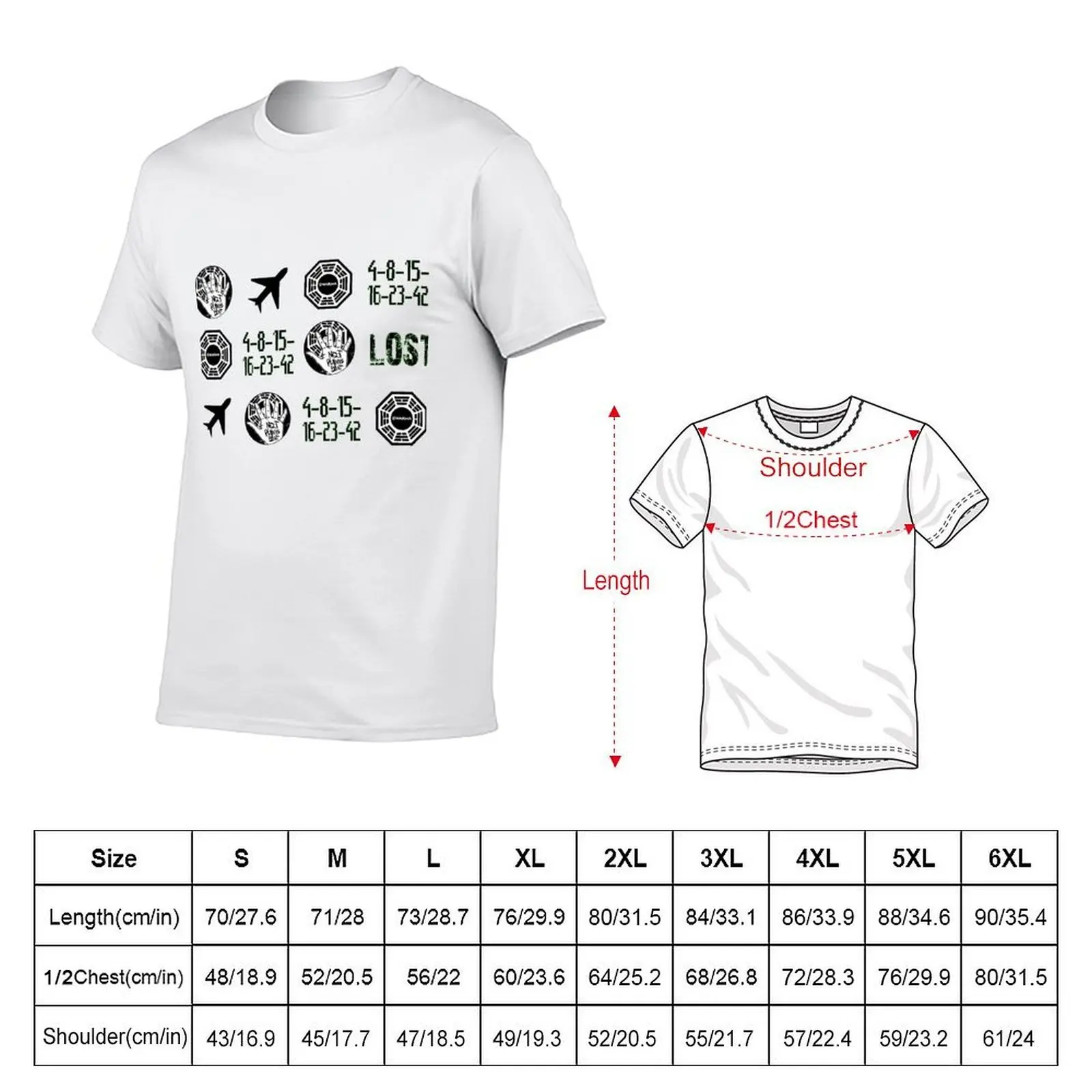 Lost-symbols T-Shirt shirts graphic korean fashion t shirt men 100℅ cotton