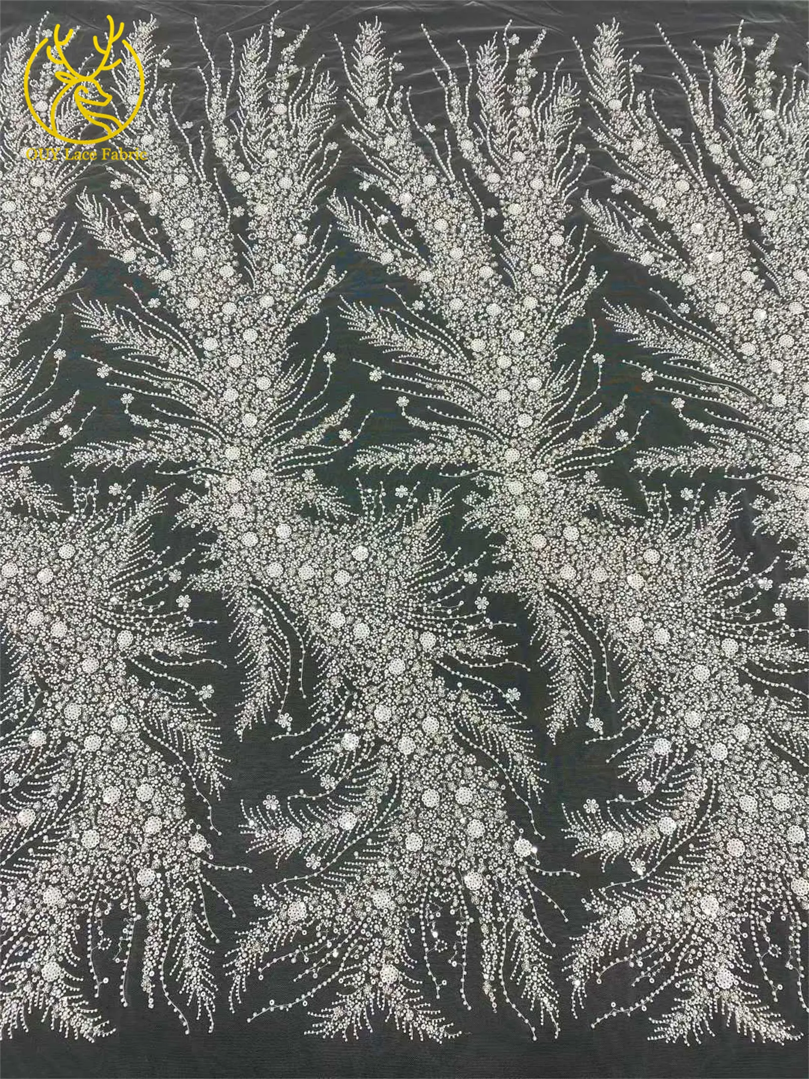 2026 Luxuriöser, zarter Netzstoff mit Perlenstickerei, 5 Yards, eleganter, hochwertiger afrikanischer Spitzenstoff für Hochzeits- und Abendkleider zum Nähen – Detail 17