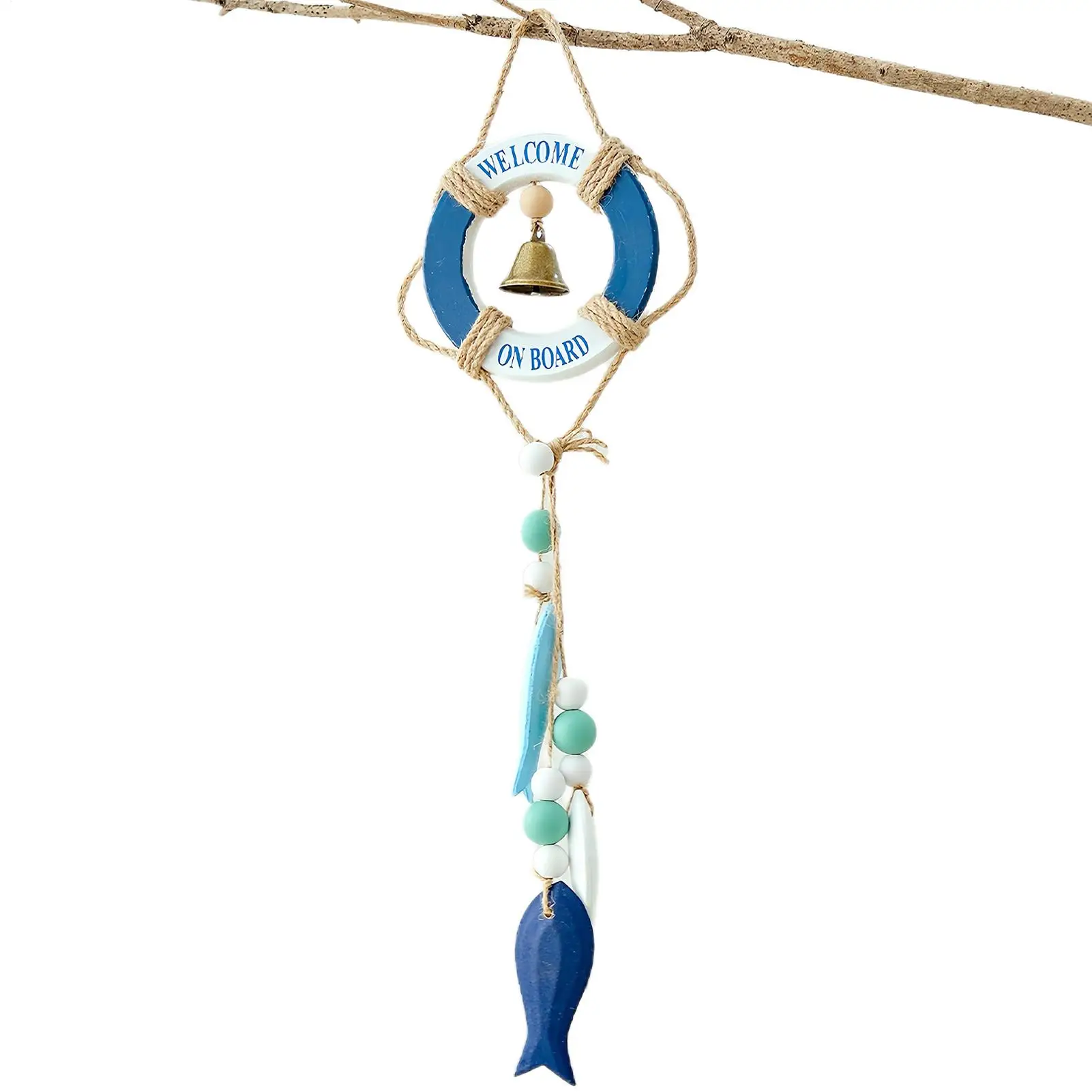 Nautical Decor Hangable Life Ring Wall Pendant With Rope And Bell Coastal Decor For Bedroom Entryway Restaurant Cafe Hotel Door