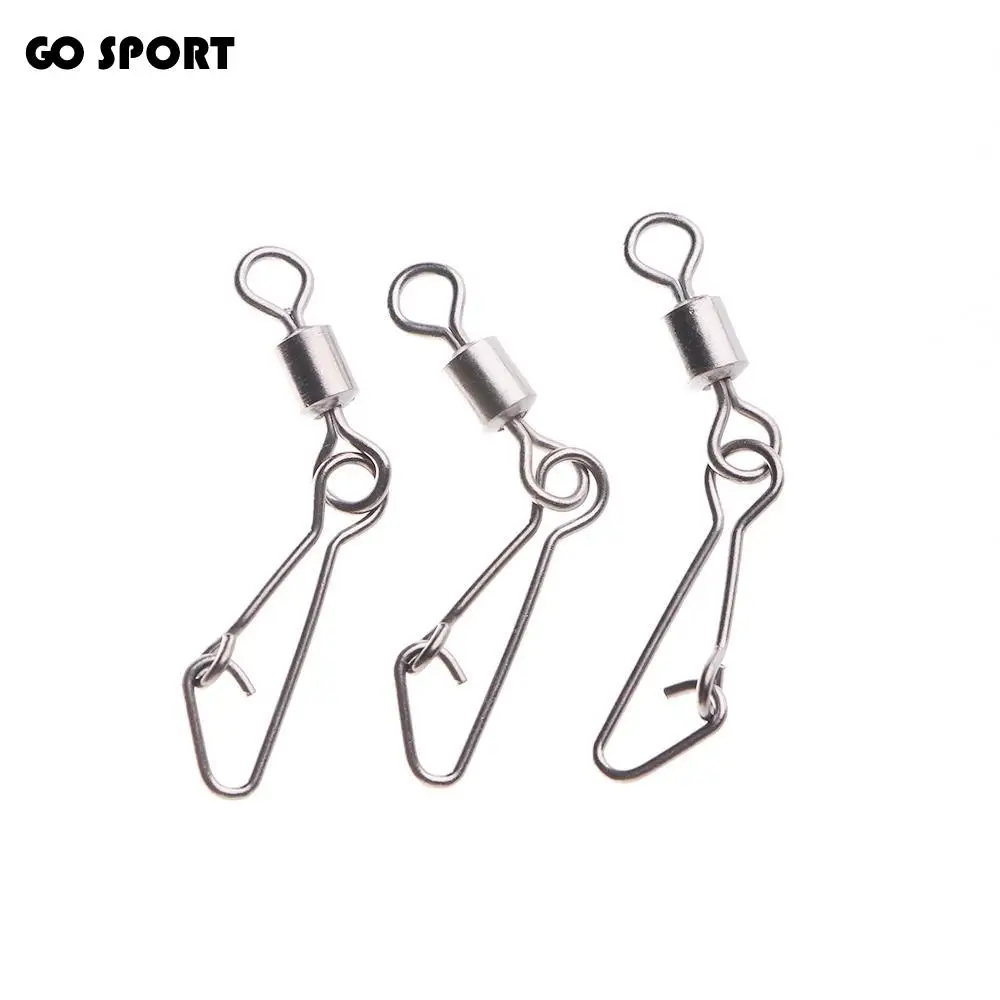 

Metal 50Pcs Fishing Hook Rolling Swivel Interlock Tackle Connector Fishing Bearing Swivels