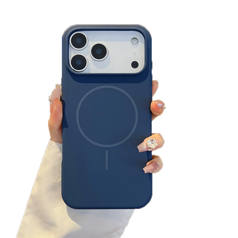 Etui silikonowe w jednolitym kolorze z obsługą ładowania bezprzewodowego MagSafe do iPhone'a 17 Pro Max/17/17 Pro, z powłoką ochronną na tył. — zdjęcie 2