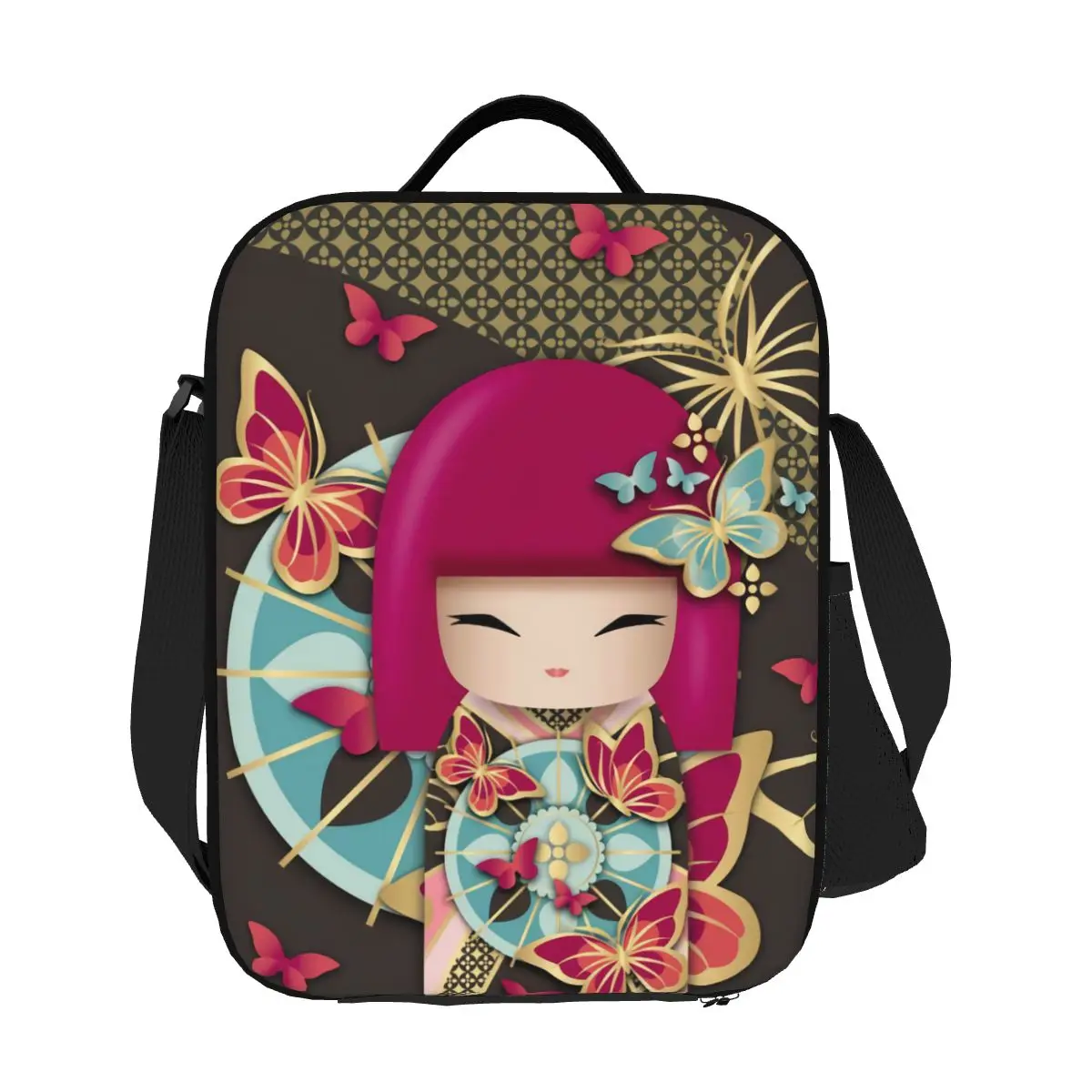 

Изготовленная на заказ японская кукла Сакура Кокши, сумка для обеда, женские теплые изолированные коробки для завтрака-холодильника для школьников