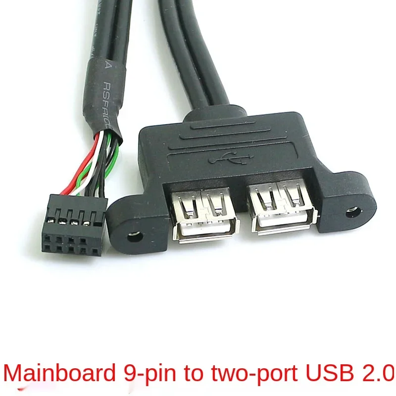 PC Case Internal Dupont 9pin Ke 2-Port USB Tipe A Female Screw Lock Panel Mount Cable 30/50CM