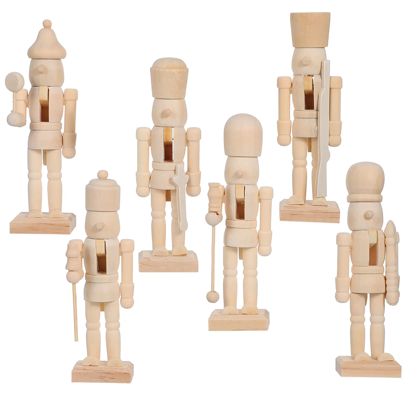 

6 Pcs Figures Unfinished Wooden Christmas Decorations DIY Soldiers Nutcracker naments naments Gifts Premium Material