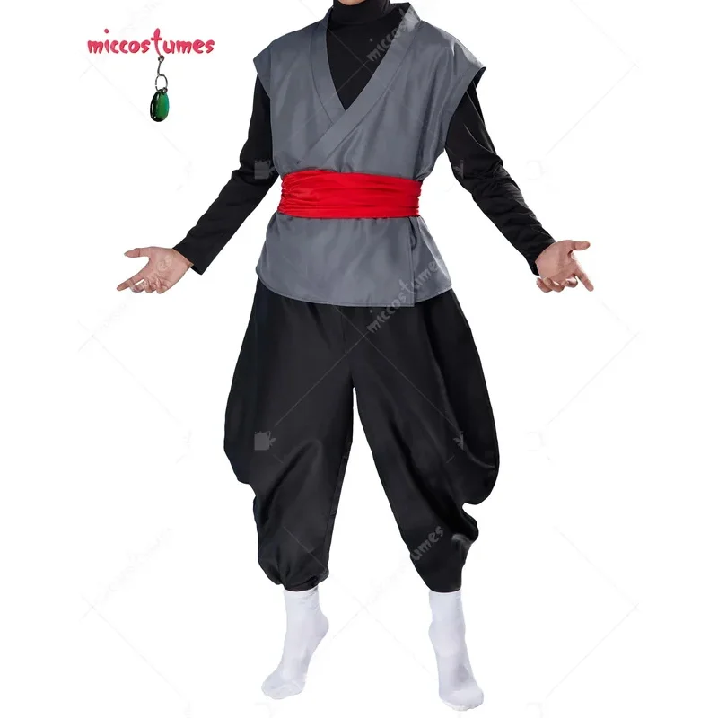 Miccostumes Men's Kung Fu Suit With Earrings Anime Black Cosplay Costume Halloween