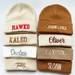 Gorro de bebê personalizado, nome personalizado, gorro de malha bordado à mão com nome para bebês, crianças, meninas, meninos, presente de aniversário