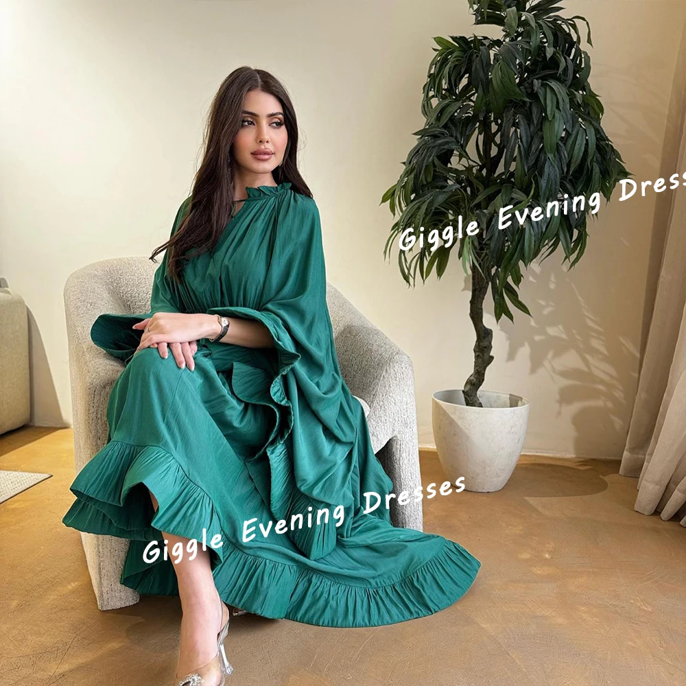 

Giggle Crepe Loose Flare Sleeve Prom Gown Saudi Arab Elegance Ankle-Length Fashion Formal Evening Party Dresses for Women 2024