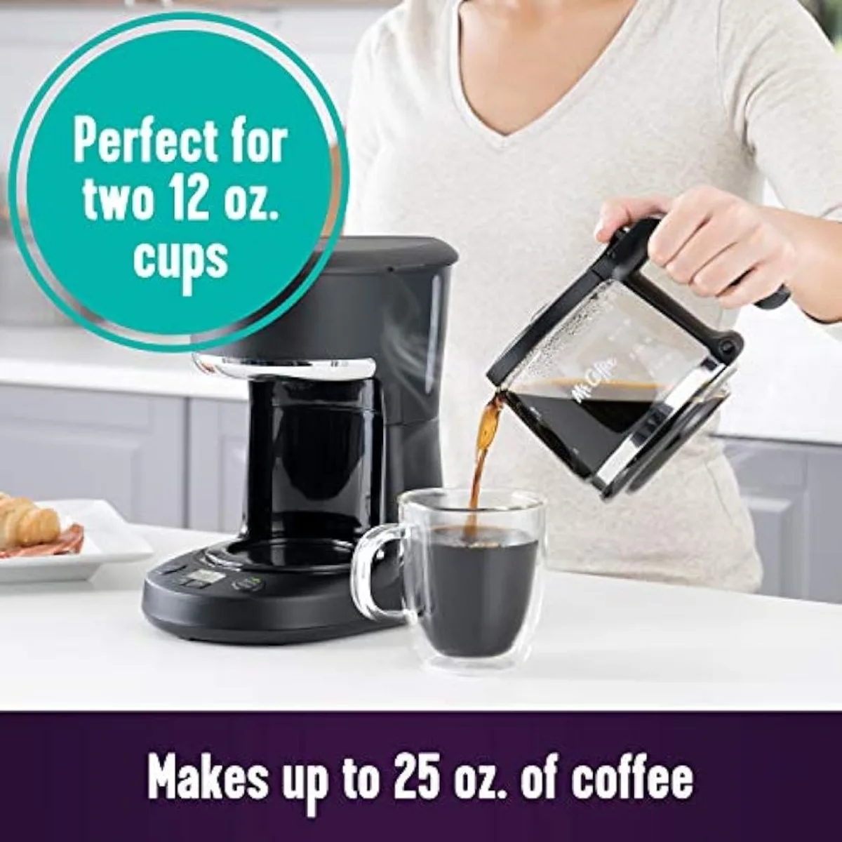 Coffee Maker, Programmable Coffee Machine with Auto Pause and Glass Carafe, 5 Cups, Black | USA | NEW