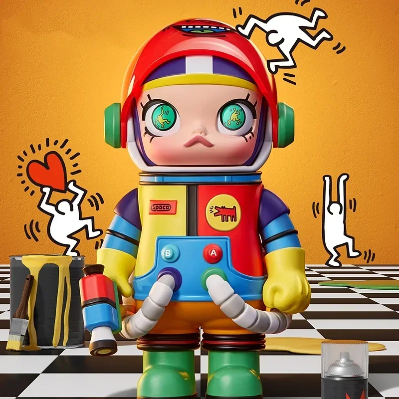 POP MART 메가 컬렉션 100% 스페이스 몰리 시리즈 트렌디 블라인드 박스 장난감 미스터리 박스 미스터리 액션 피규어 서프라이즈 귀여운 모델