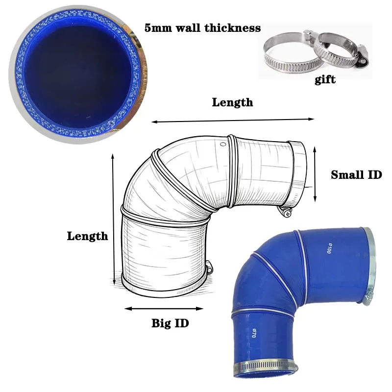 ID16-130mm90 degrees variable diameter Reducer Silicone Elbow Hose  Car Intercooler Turbo Intake Pipe automotive hose