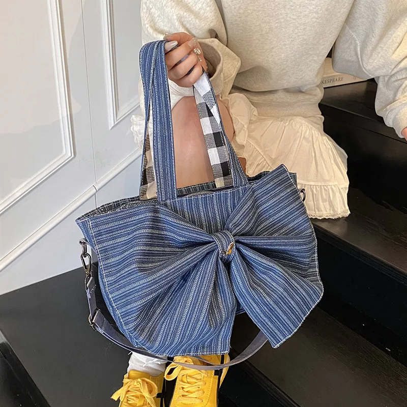 

HAEX Vintage Women Tote Bags 2025 Elegant Ladies Daily Commute Crossbody Shoulder Bag Aesthetic Designer Large Bow Bolso Mujer