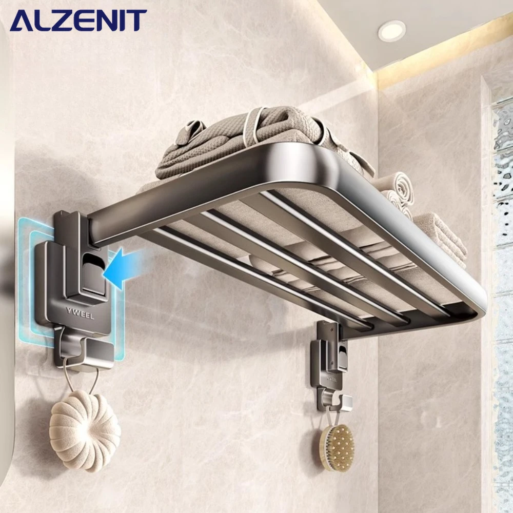 

Держатель для полотенец для ванной комнаты, неперфорированный туалетный пистолет, серый стеллаж для хранения, настенный складной вешалка для полотенец, аксессуары для ванной комнаты