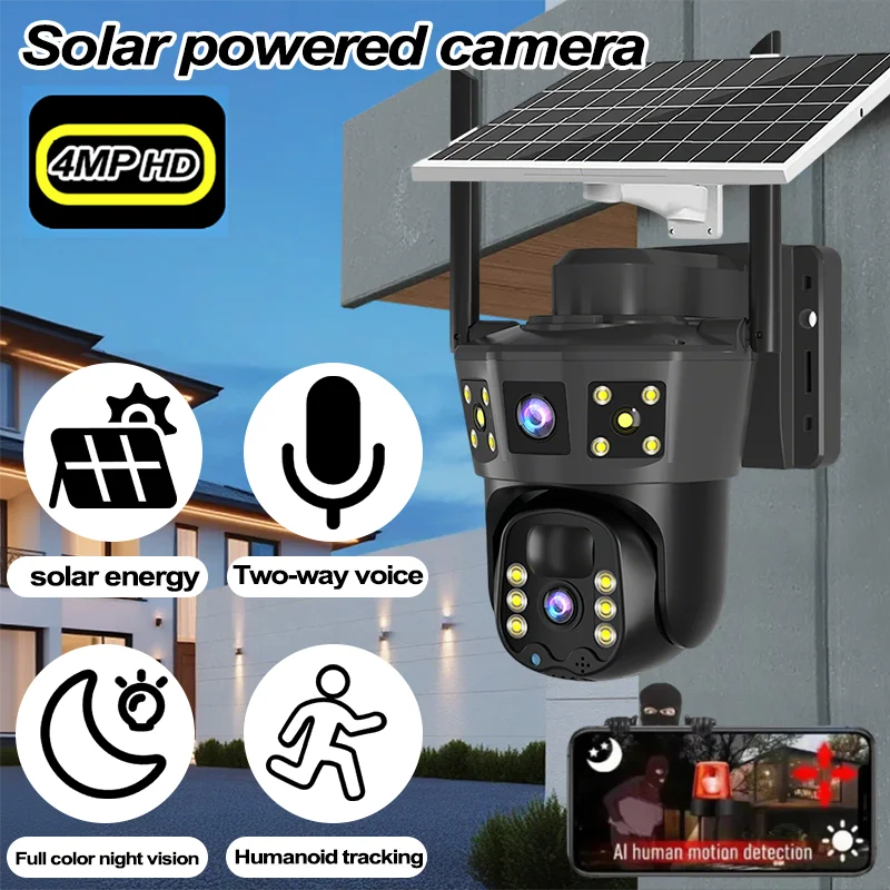 

V360pro 4G Camera Solar PIR Human Detection Night Vision Waterproof Security Video Outdoors IP Camera 4MP Battery CCTV Monitor