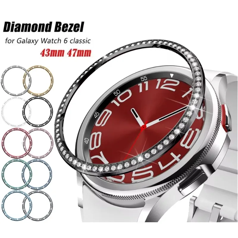 HOT Diamond Ring Bezel für Samsung Galaxy Watch 6 Classic 43mm 47mm Diamant-Dekorationsbezel Schutzhülle für Samsung Watch6