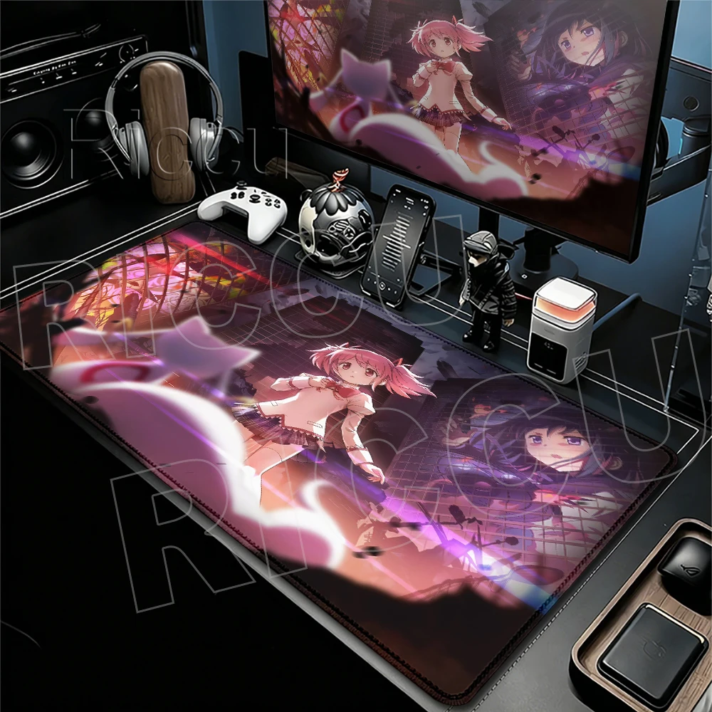 Kawaii Mousepad Dark Anime P-Puella Magi Madoka Magica Pattern Extended Office Accessories Gaming PC Aesthetics Anti-slip Carpet