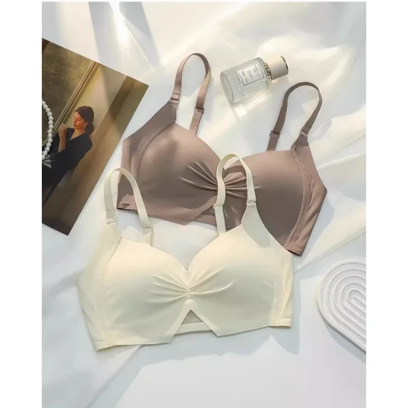 Kalapaopao Gather Push Up Bra Thin At The Top and Thick At The Bottom Double U-shaped Soft