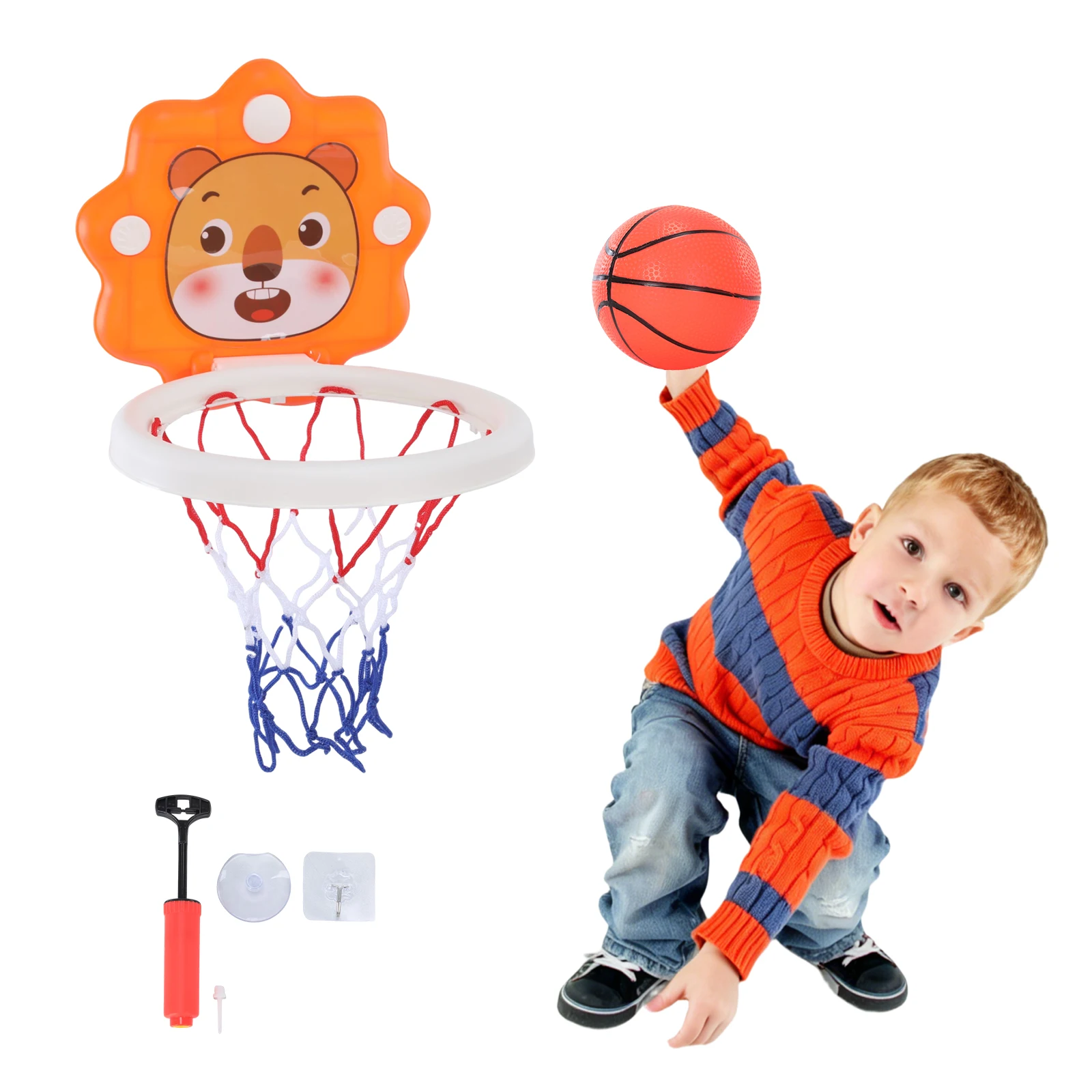 Wall-Mount Hanging Basketball Board Birthday Gift Suction Cup Basketball Hoop Punch Free Basketball Stand for 3 + Years Old Kids
