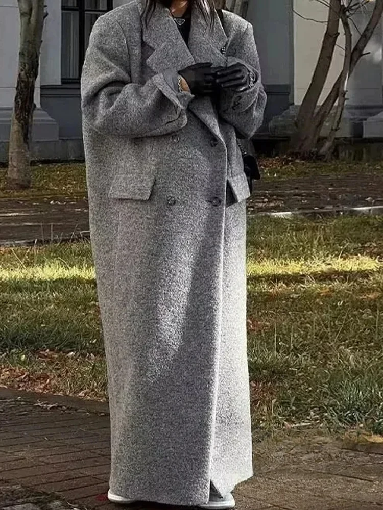 

KONDALA винтажное повседневное шикарное однотонное женское пальто, двубортные длинные куртки большого размера, мода 2200, осенне-зимние толстые пальто