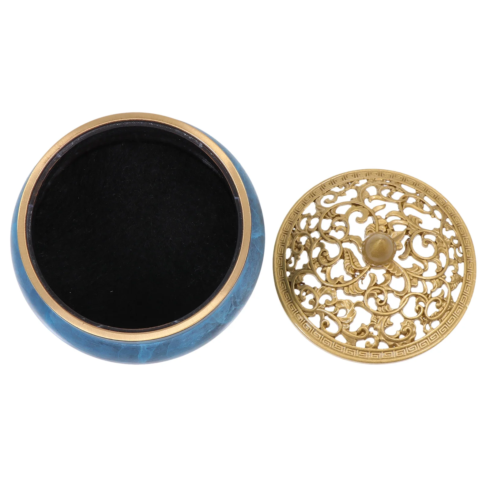 

Fantasy Blue Incense Burner Aroma Furnace Elegant Retro Decor Classic Brass Material Censer For Bedroom Living Room Office Study