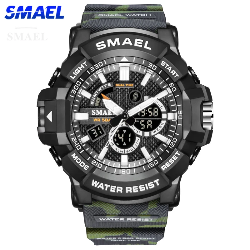 

Fashion Smael Top Luxury Brand Army Military Men Sport Dual Time Waterproof For Male Quartz Analog Digital Wrist Watches