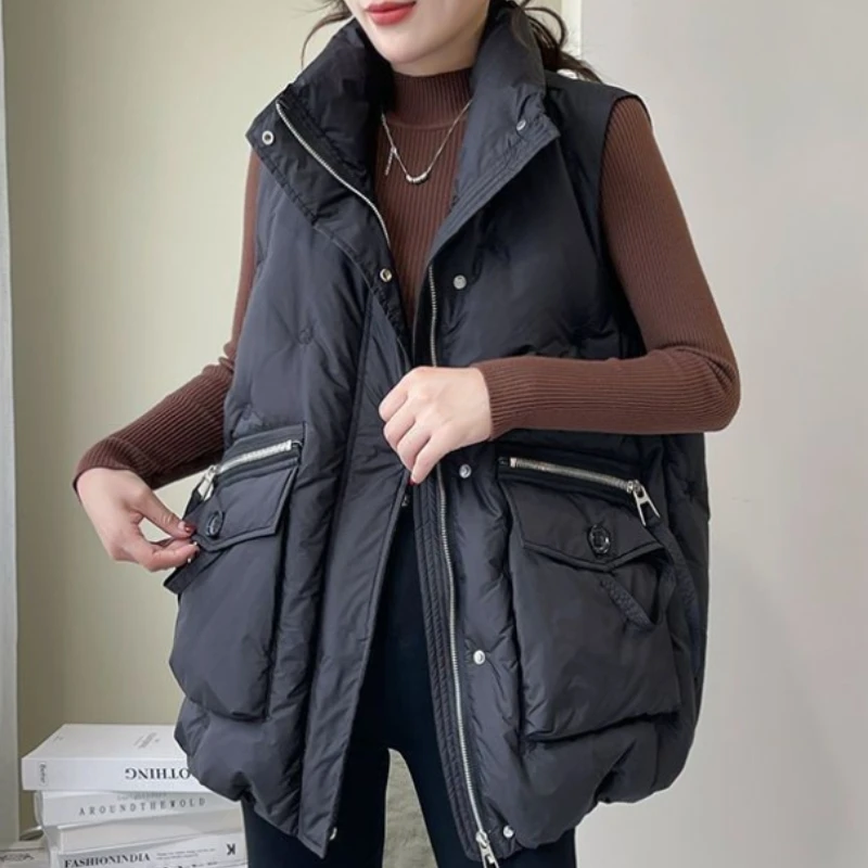 Women's Cotton Down Vest, Loose, Versatile, Color Matching, Light, Thin, Tank Top, Jacket, Camisole, Autumn, Winter, New Jacket