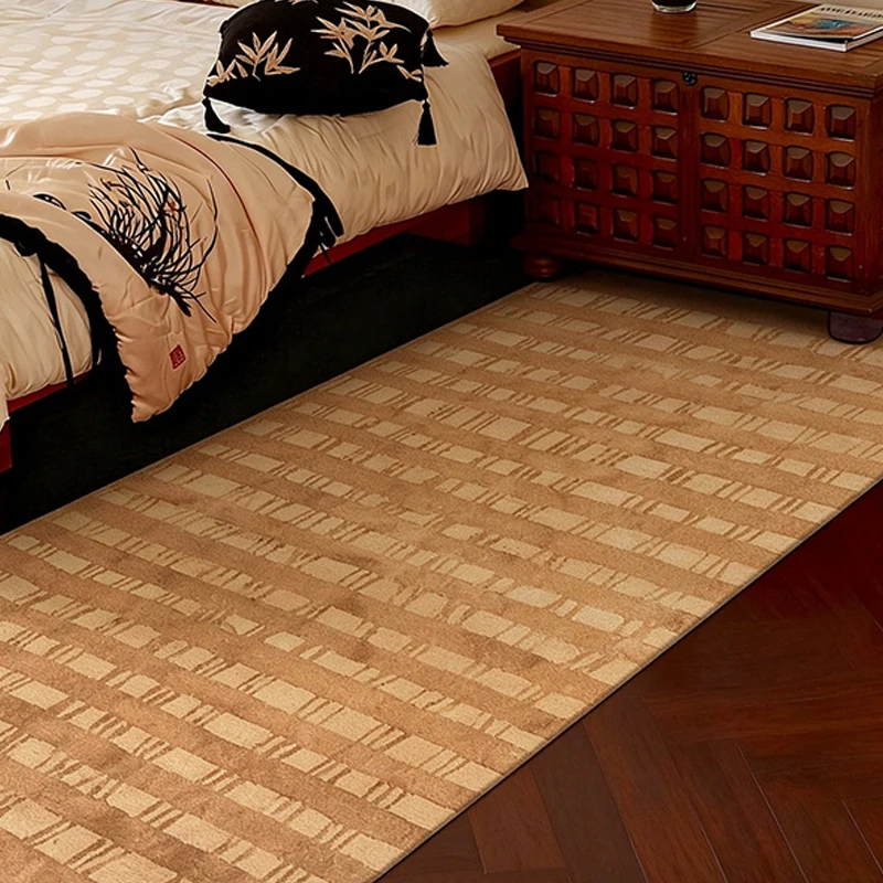 Bedroom Rug Soft Comfortable Bedside Carpet Living Room Rugs Faux Cashmere Retro Style Green Long Floor Mat Home Decor Carpets