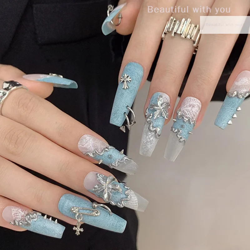 

50PCS Nail Art Manicure Charms, Punk Metal Arc Bar Circel Rivet Caviar, Arrow Head Black Alloy Rhinestones Decorations