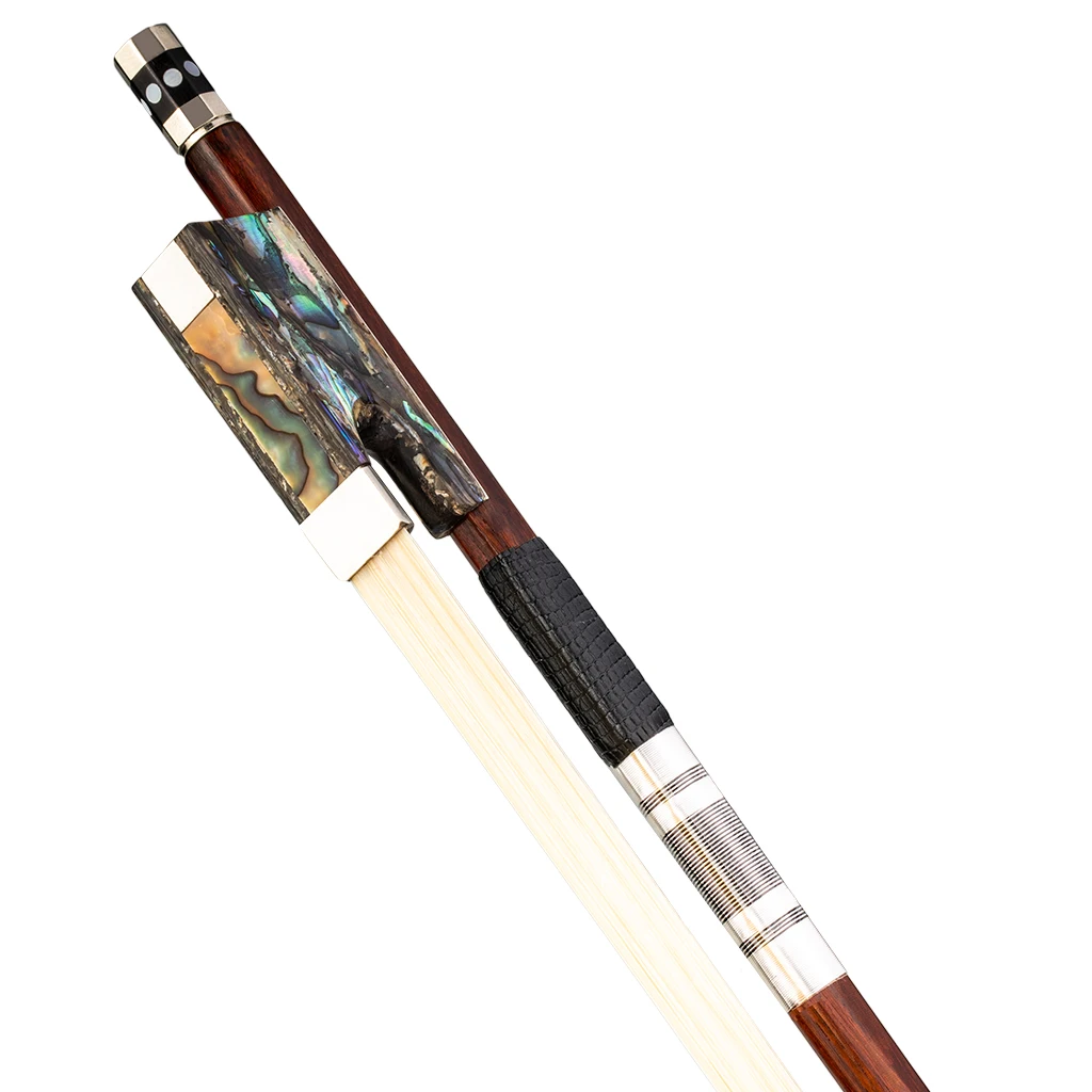 Mugig Adavanced IPE Violin Bow Straight Stick Lizard Skin Grip Mongolian Horsehair Abalone Shell Frog Fully Nickel-lined