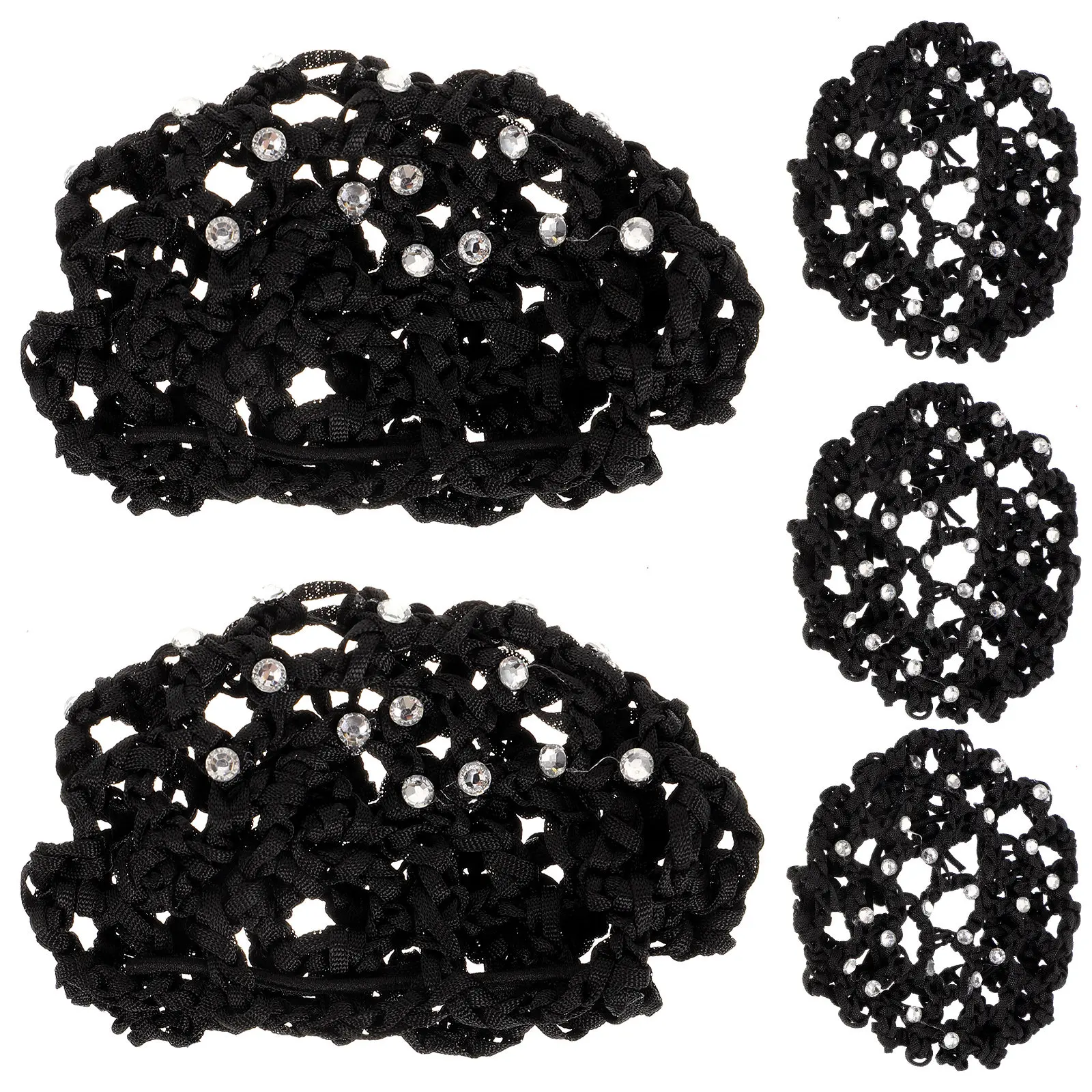 

Набор из 5 женских сеток для волос с элегантными стразами для тонких и густых волос, для медсестер, официанток, балетных танцев, нарядных и повседневных образов