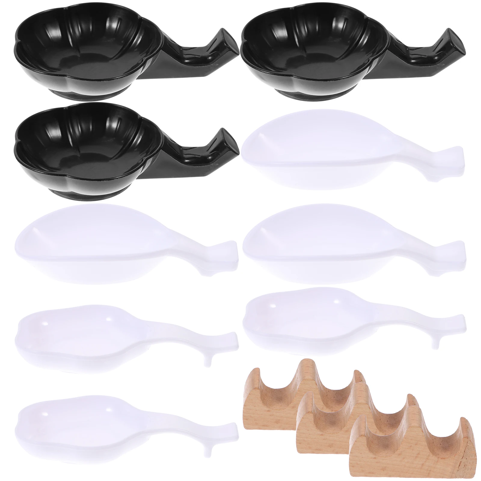 

12pcs Calligraphy Pen Holder Student Ink Dish Brush Rests White Black Wooden Stand Lightweight Portable DeskDecoration
