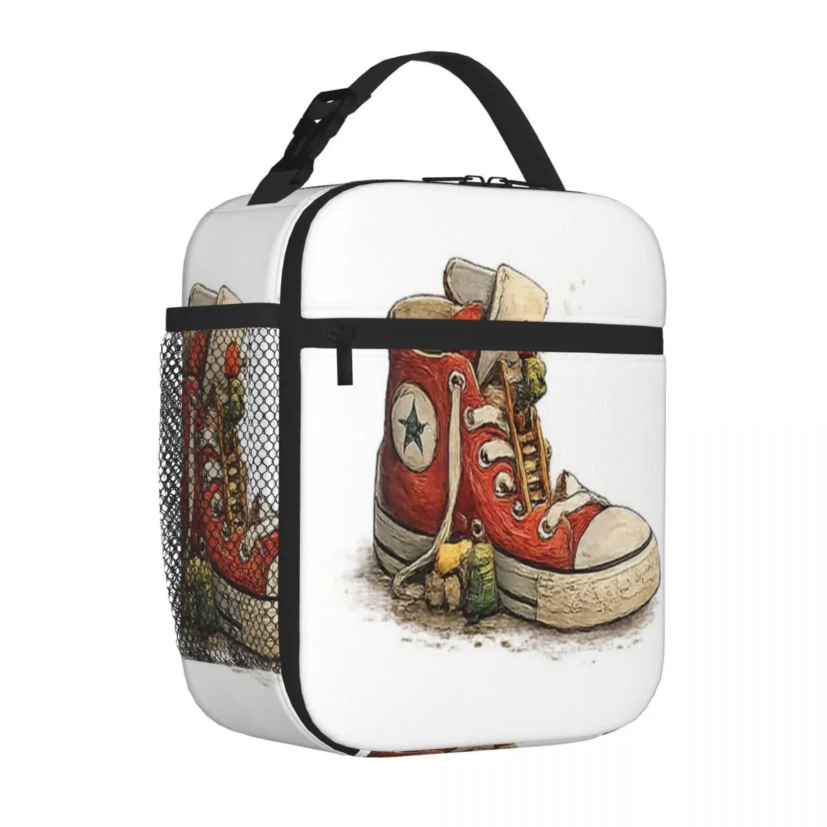 Hot Sale Tiny Climber Scaling A Giant Sneaker Plaid Meal Bag Business Trip Adjustable Strap Lunch Bag