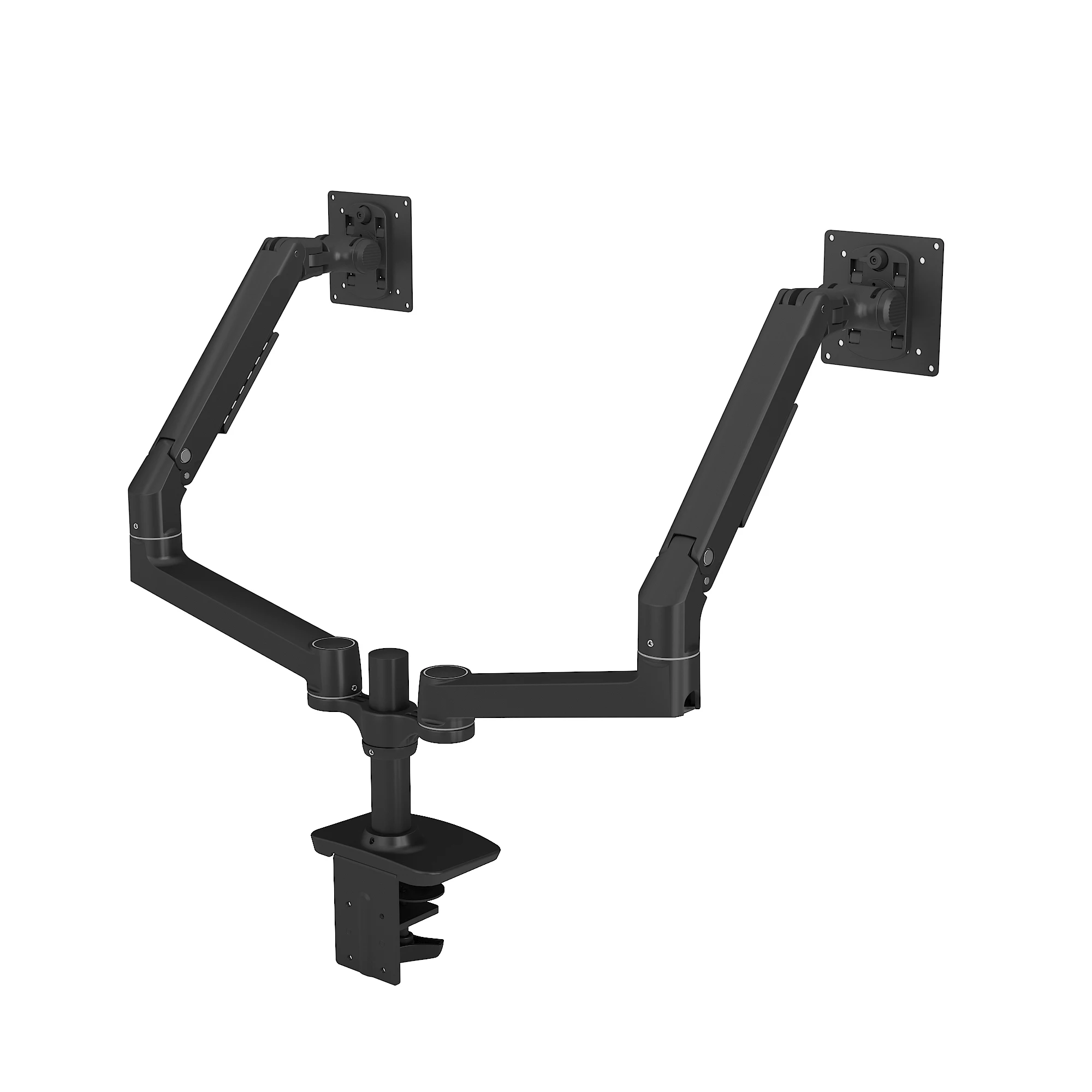 Desktop monitor mount with pneumatic height adjustment rotation and expansion for universal computer display screen