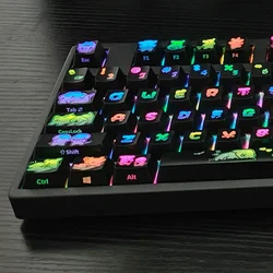 108-Key Translucent Black Keycaps Cute Line Puppy Keycap Oem Pbt Suitable For 61/84/104/108-Key DIY Mechanical Keyboard