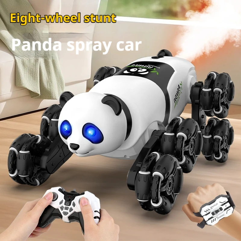 Panda Remote Control Stunt Car 8 Wheels Spray Mechanical Dog Climbing Off Road Vehicle With Light For Indoor Outdoor Play 2026