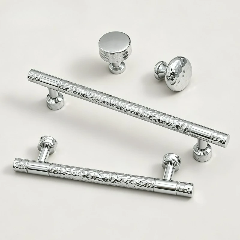 Premium Wardrobe, Hammer Patterned Handle Drawer, Dressing Table, TV Entrance Cabinet Drawer, Bright Chrome Handle