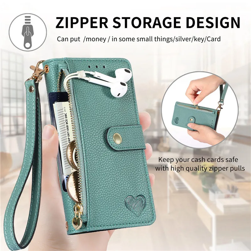 S23 Ultra S22 Plus S21 FE S20 Etui z zamkiem błyskawicznym RFID 360 Protect dla Samsung Galaxy Note 20 S 23 22 S10 E S9 Skórzana okładka na książkę — zdjęcie produktu 4