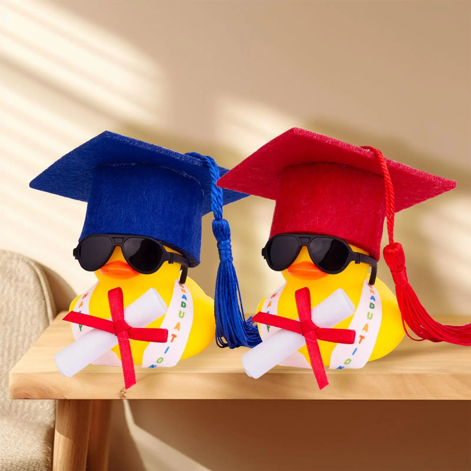 Juego de 48 patos de goma para graduación con gorra de graduación, pato de goma para fiesta de graduación, gorra de graduación, pato para estudiantes, regalos de graduación