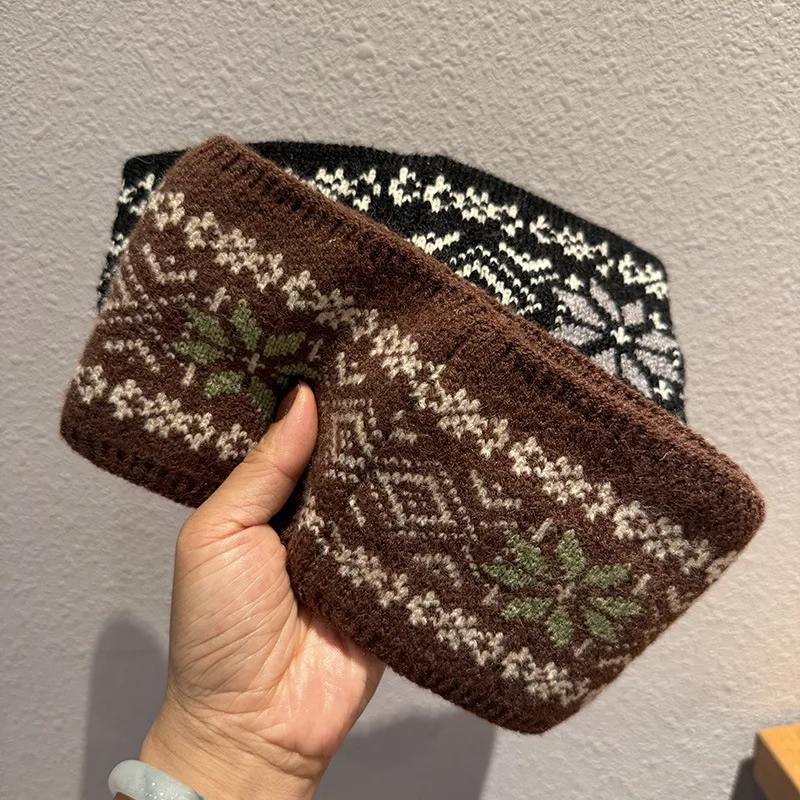 اللون منعت مخطط محبوك رباط شعر الخريف والشتاء أنيقة واسعة حافة الأذن حماية الدافئة الحجاب غطاء رأس الإكسسوارات