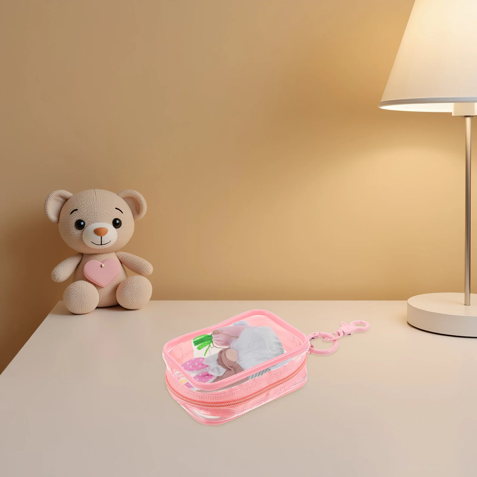 

Storage Bag Clear Transparent Pouch Double Zipper Closure Portable Keychain Design For Figures Organizer Case