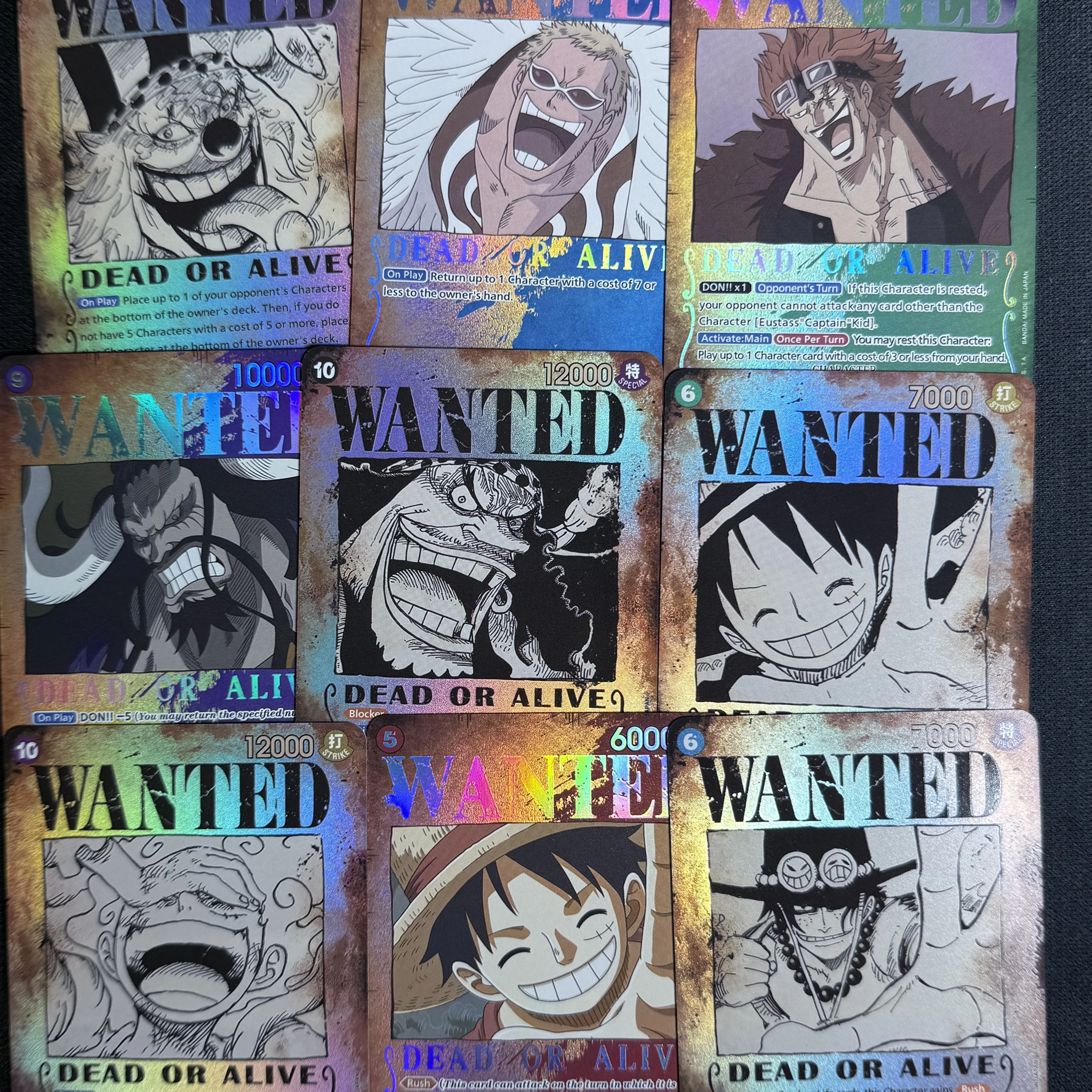 

One Piece Foil Cards OPCG Character card Wanted Poster Roger Luffy Ace Sabo Textured Foil Card Anime Collectible Proxy Cards
