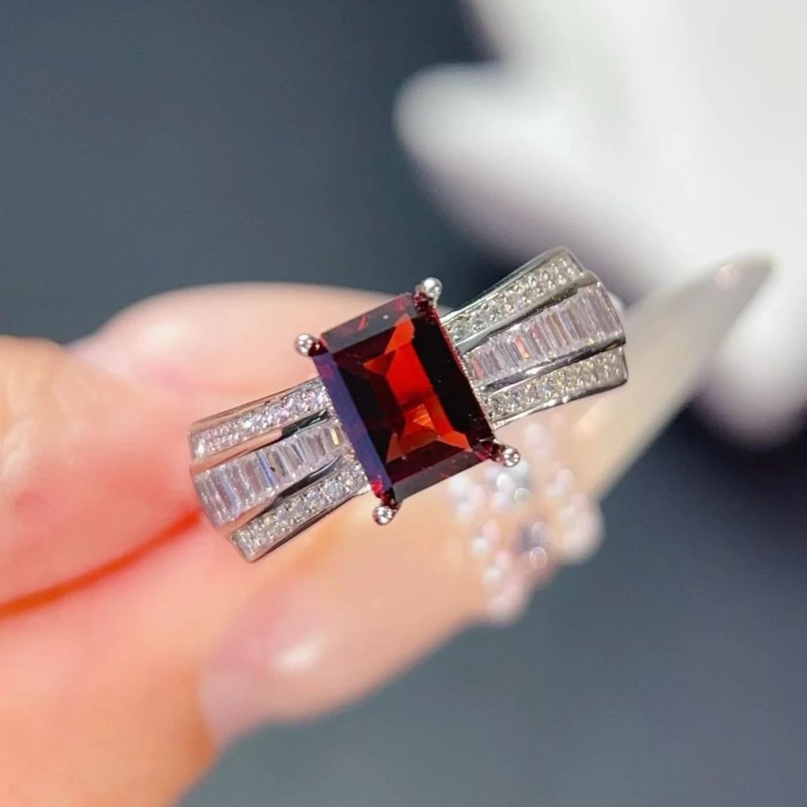 

CoLife Jewelry 100% Real Garnet Ring for Party 6mm*8mm 1.2ct Natural Garnet Silver Ring Solid 925 Silver Garnet Jewelry