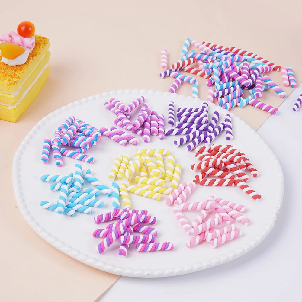 Artificial Soft Clay Marshmallow Cotton Candy Stick Fake Food Colorful Chocolate Bar Cream Cake DIY Doll Accessories Decorations