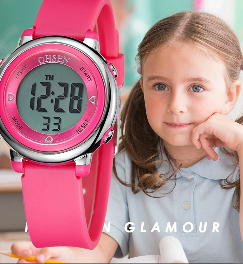 New Watch for Girl Women Sport digital LCD Watch 50M Diving White silicone strap cartoon Children Student wristwatch Kid Gifts