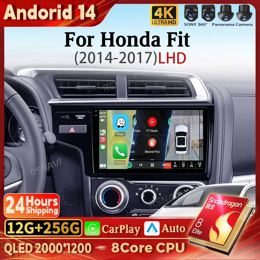 

Android 14 Carplay Auto Car Radio Multimedia Player For Honda Fit Jazz 2014 2015 2016 2017 Autoradio GPS Stereo 2din Head Unit