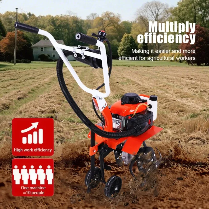 Cultivator 4 Stroke/2 Stroke Multi-function Rotary Tiller Machinery Compact Micro Tiller for Home Garden and Small