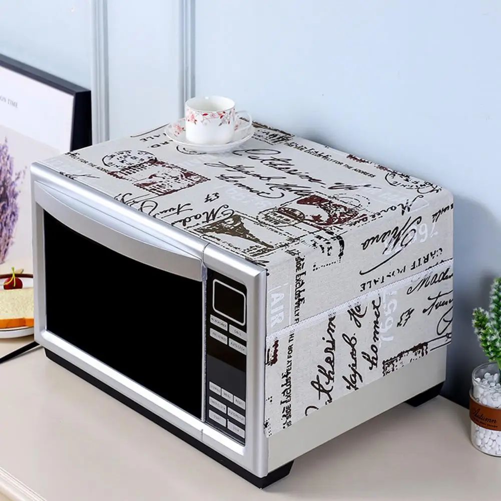 Microwave Top Cover Useful Machine Washable Microwave Protector Cotton Flax Microwave Cloth